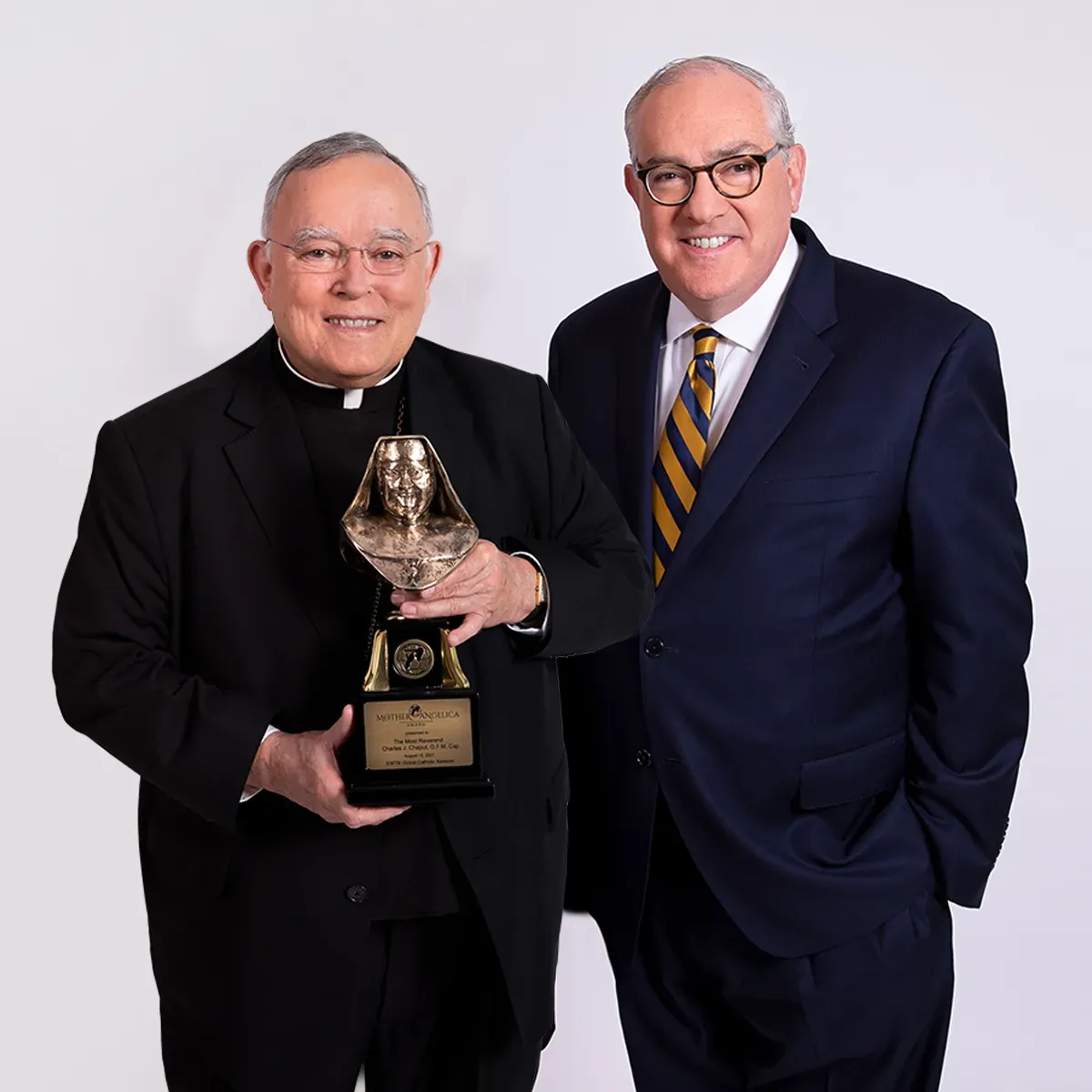 Mother Angelica Award winner Archbishop Charles J. Chaput (left) with EWTN CEO Michael P. Warsaw. EWTN